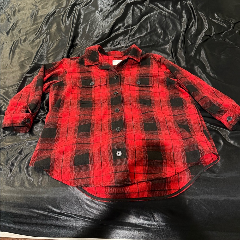 Red and Black Plaid Flannel Jacket